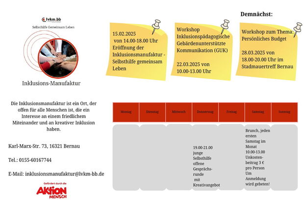 Flyer Inklusionsmanufaktur Kursübersicht